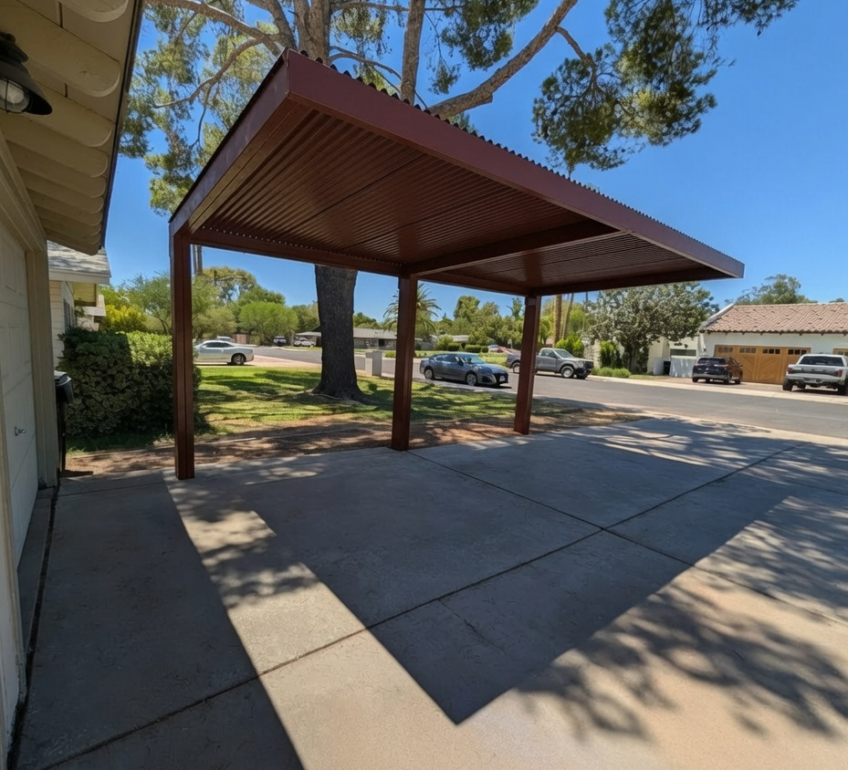 Premium cantilever steel carport by Stallion Steel Shade that increases home value up to $10,000 in Phoenix Arizona